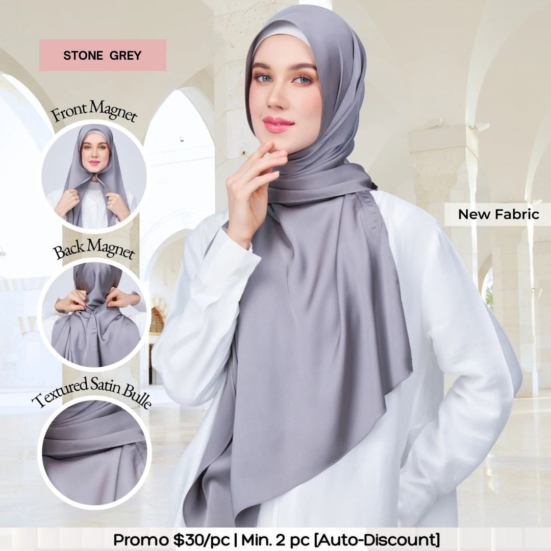 Instant Tag n' Go Shawl | Satin Bulle in Stone Grey