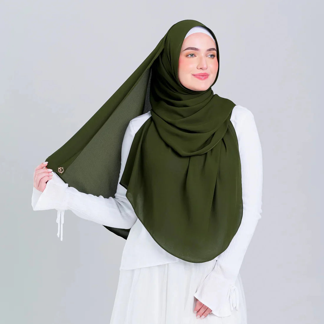 Tag n' Go Max [2M] | Premium Korean Chiffon in Olive