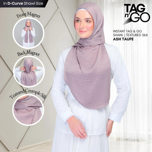 Instant Tag n' Go Shawl | Textured Silk in Ash Taupe