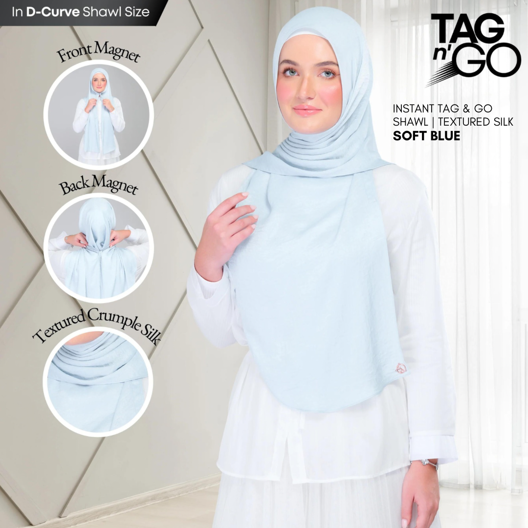 Instant Tag n' Go Shawl | Textured Silk in Soft Blue