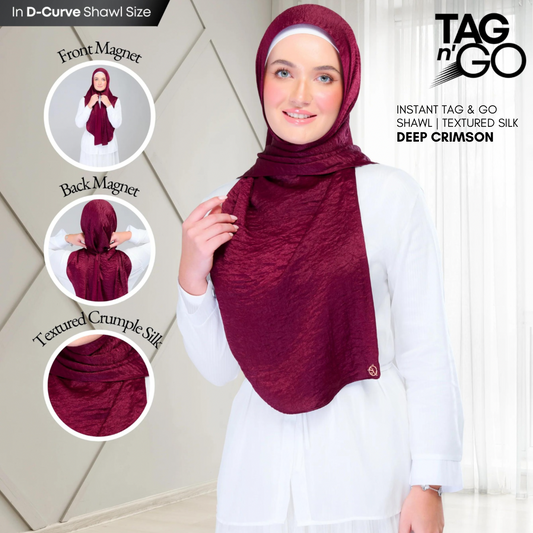 Instant Tag n' Go Shawl | Textured Silk in Deep Crimson