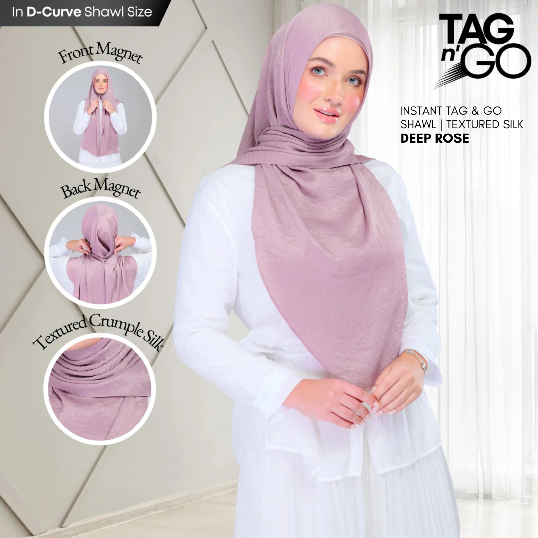 Instant Tag n' Go Shawl | Textured Silk in Deep Rose