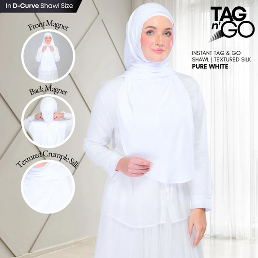 Instant Tag n' Go Shawl | Textured Silk in Pure White