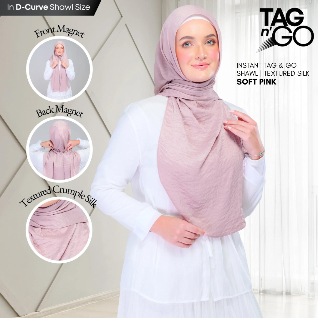 Instant Tag n' Go Shawl | Textured Silk in Soft Pink