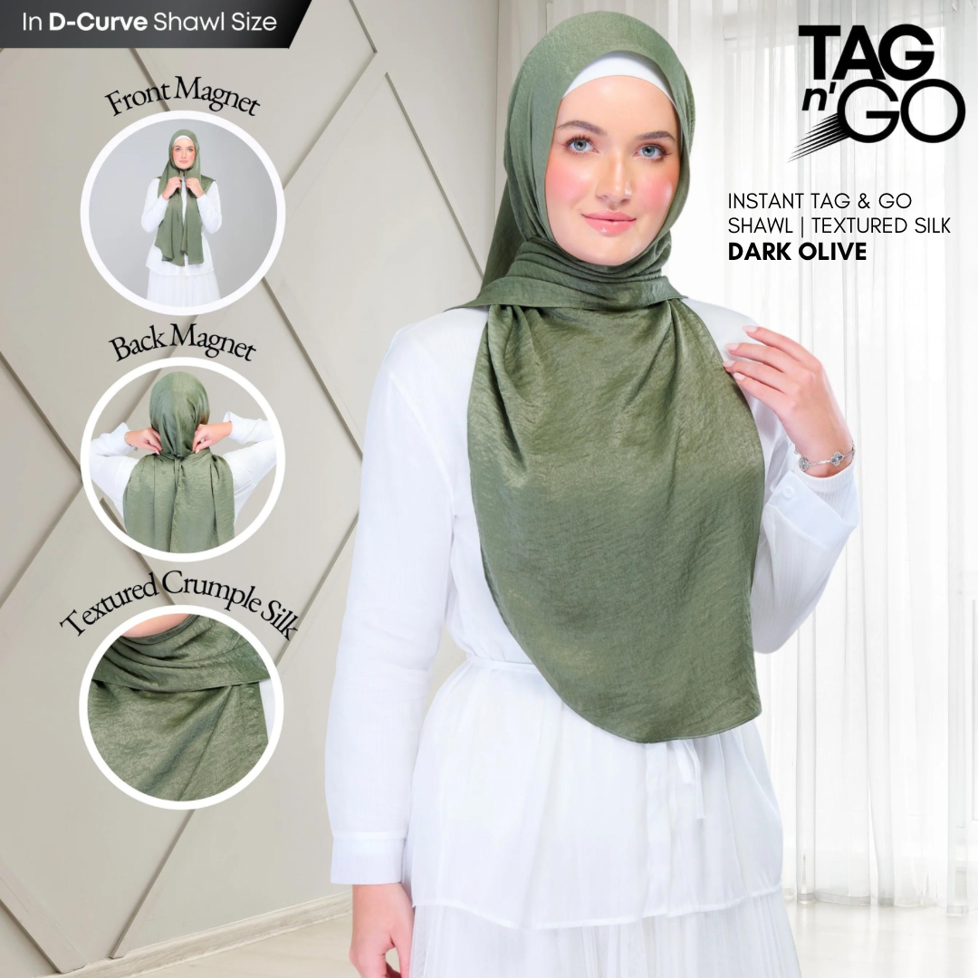 Instant Tag n' Go Shawl | Textured Silk in Dark Olive