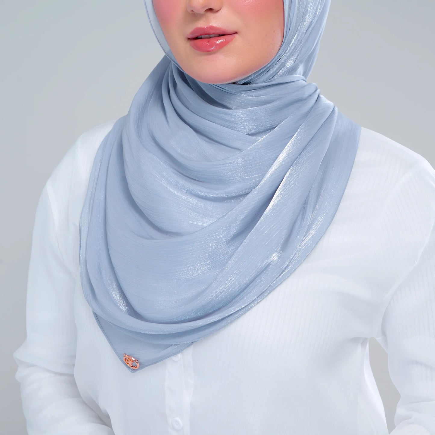 Dolce Raia in Dusty Blue with Signature Tie-Back Inner Attached