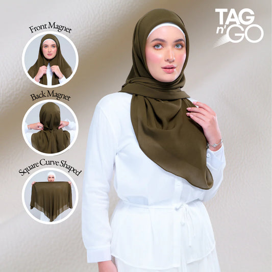 Instant Square Tag & Go l Cotton Voile in Olive