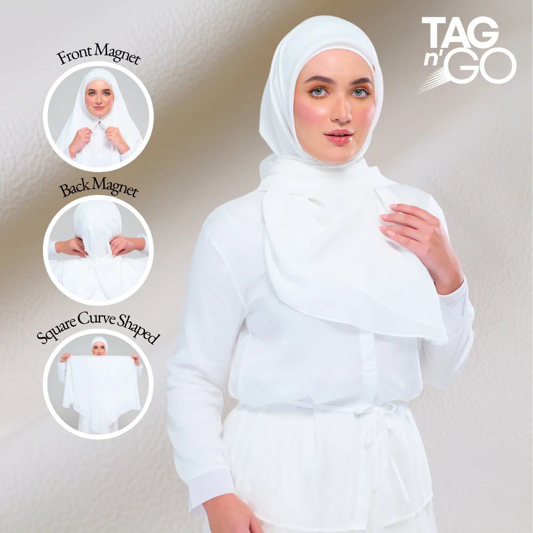 Instant Square Tag & Go l Cotton Voile in Pearl White