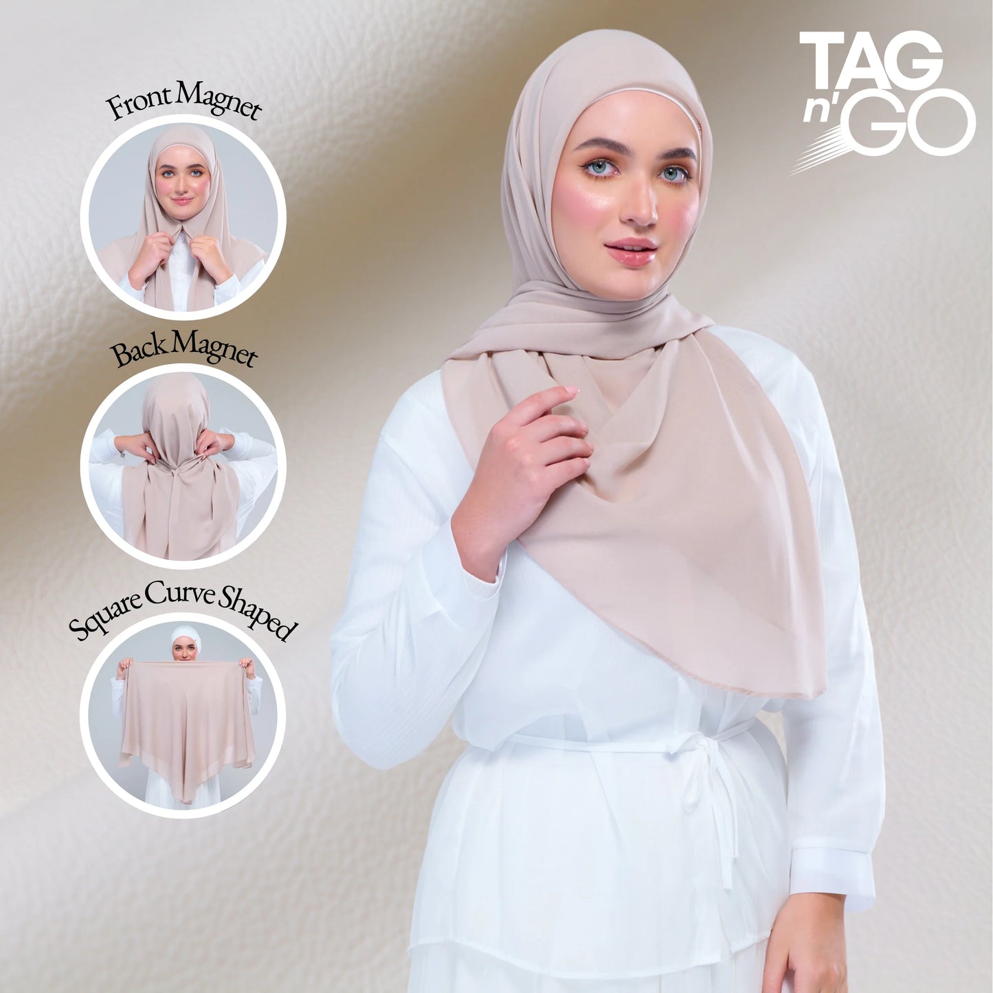 Instant Square Tag & Go l Cotton Voile in Khaki Taupe