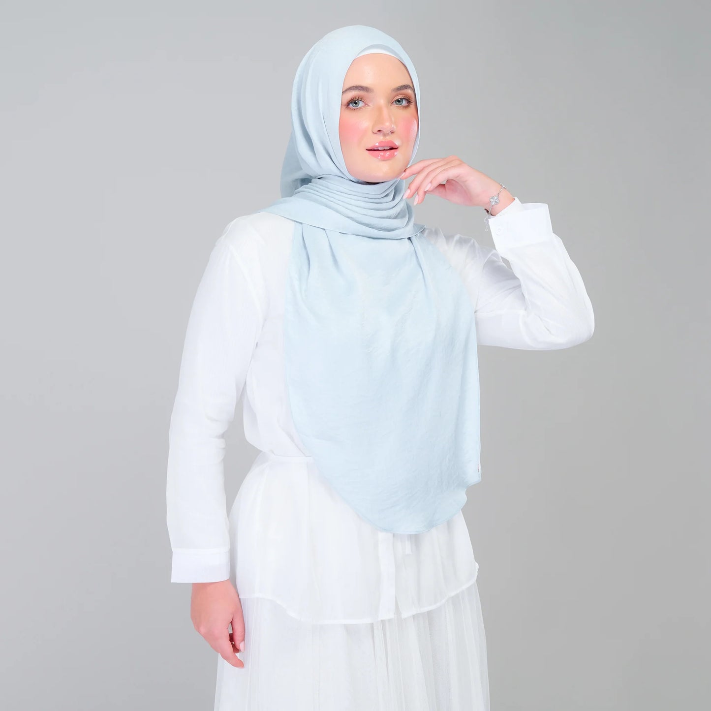 Instant Tag n' Go Shawl | Textured Silk in Soft Blue