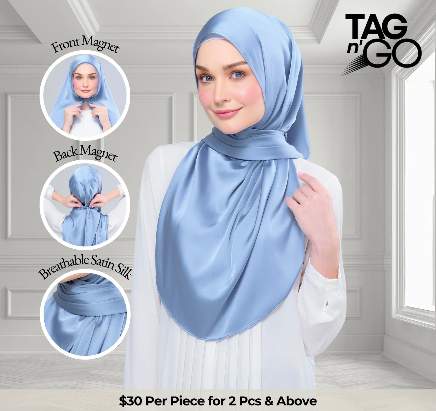 Instant Tag & Go | Satin Silk in Dusty Blue