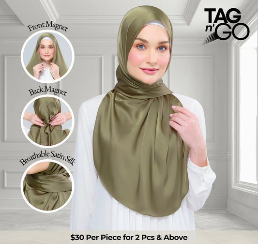 Instant Tag & Go | Satin Silk in Olive