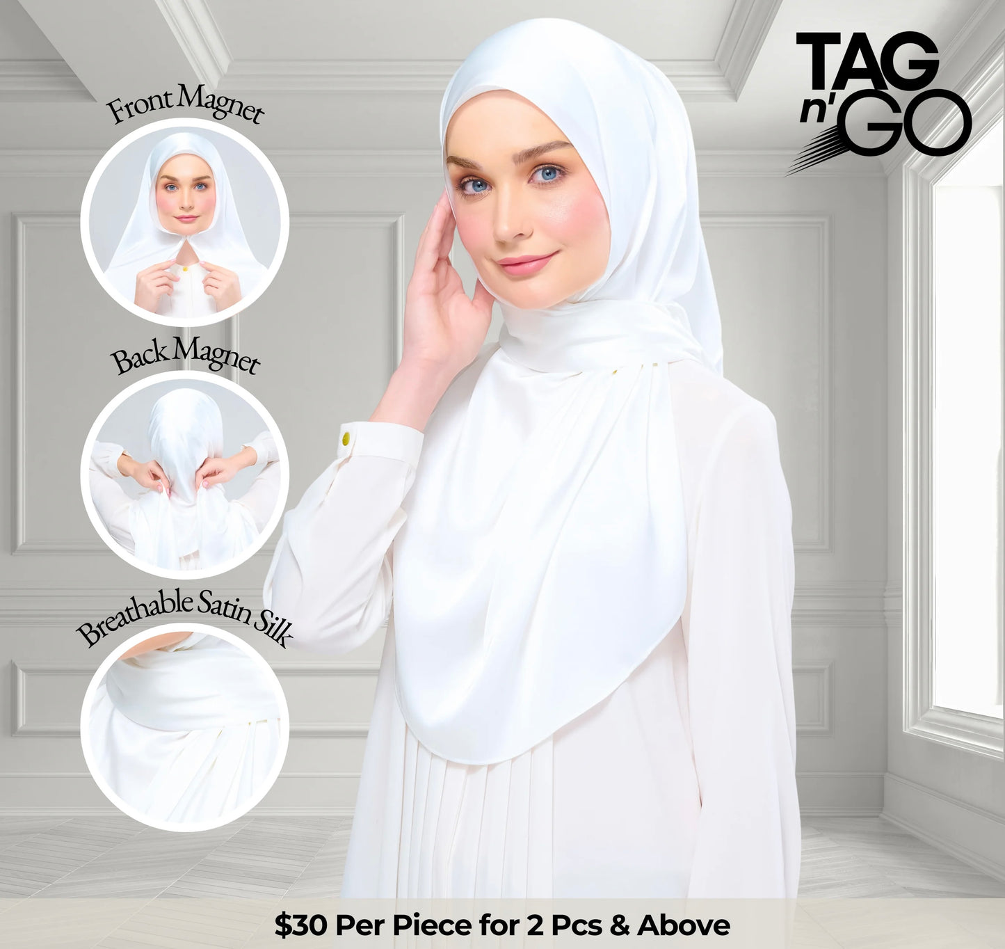 Instant Tag & Go | Satin Silk in Bridal White