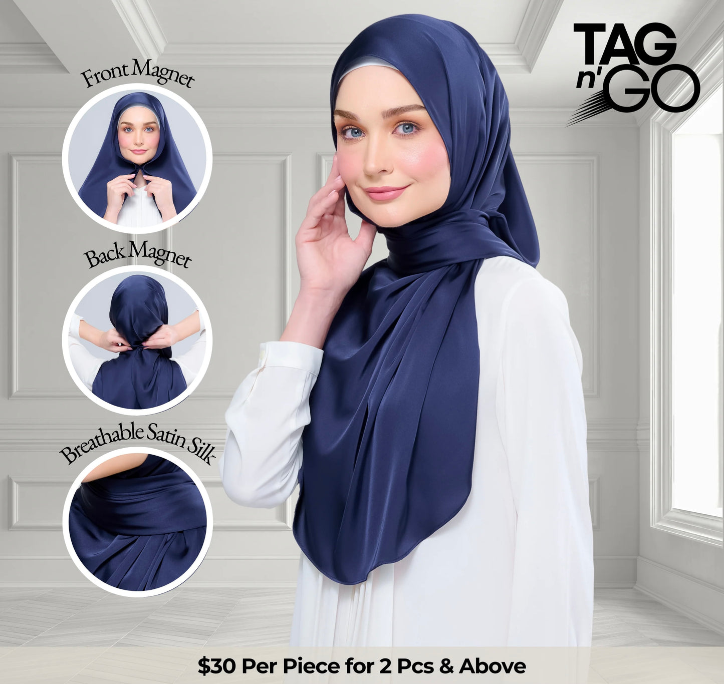 Instant Tag & Go | Satin Silk in Deep Blue