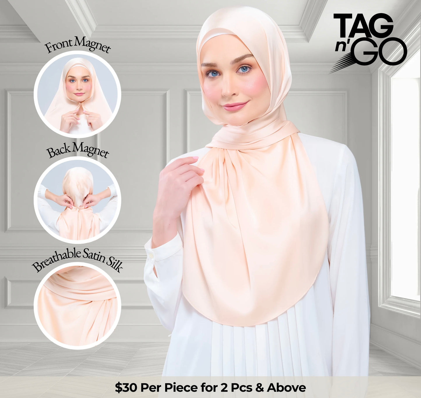 Instant Tag & Go | Satin Silk in Soft Apricot